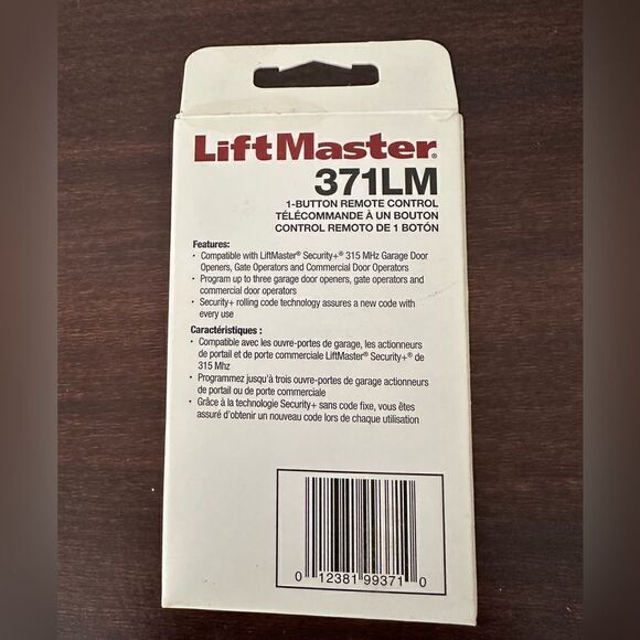 LiftMaster 371LM Security+ 1-Button Garage Door Opener and Gate  Remote Control - Picture 2 of 8